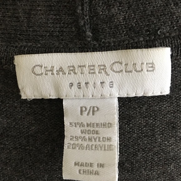 Charter Club Petite 51% Merino Wool Overlapped V-neck Long Sleeve Gray size P/P - Picture 8 of 10